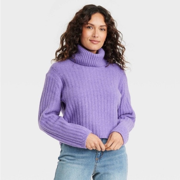 Women's Mock Turtleneck Cashmere-Like
Pullover Sweater Universal Thread Purple - Picture 1 of 6